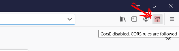 CORS browser plugin is disabled by default when the browser is opened
