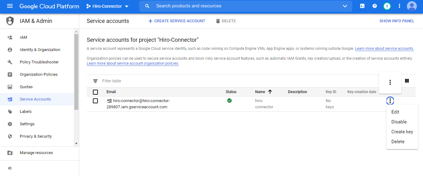 GCP create credentials 3 2